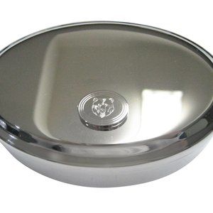 Etched Oval Bear Head Oval Trinket Jewelry Box
